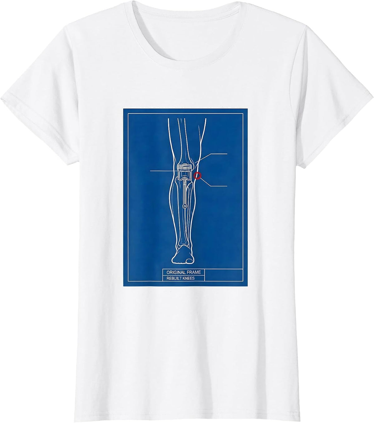 Original Frame, Rebuilt Knees Technical Blueprint Classic T-Shirt - White