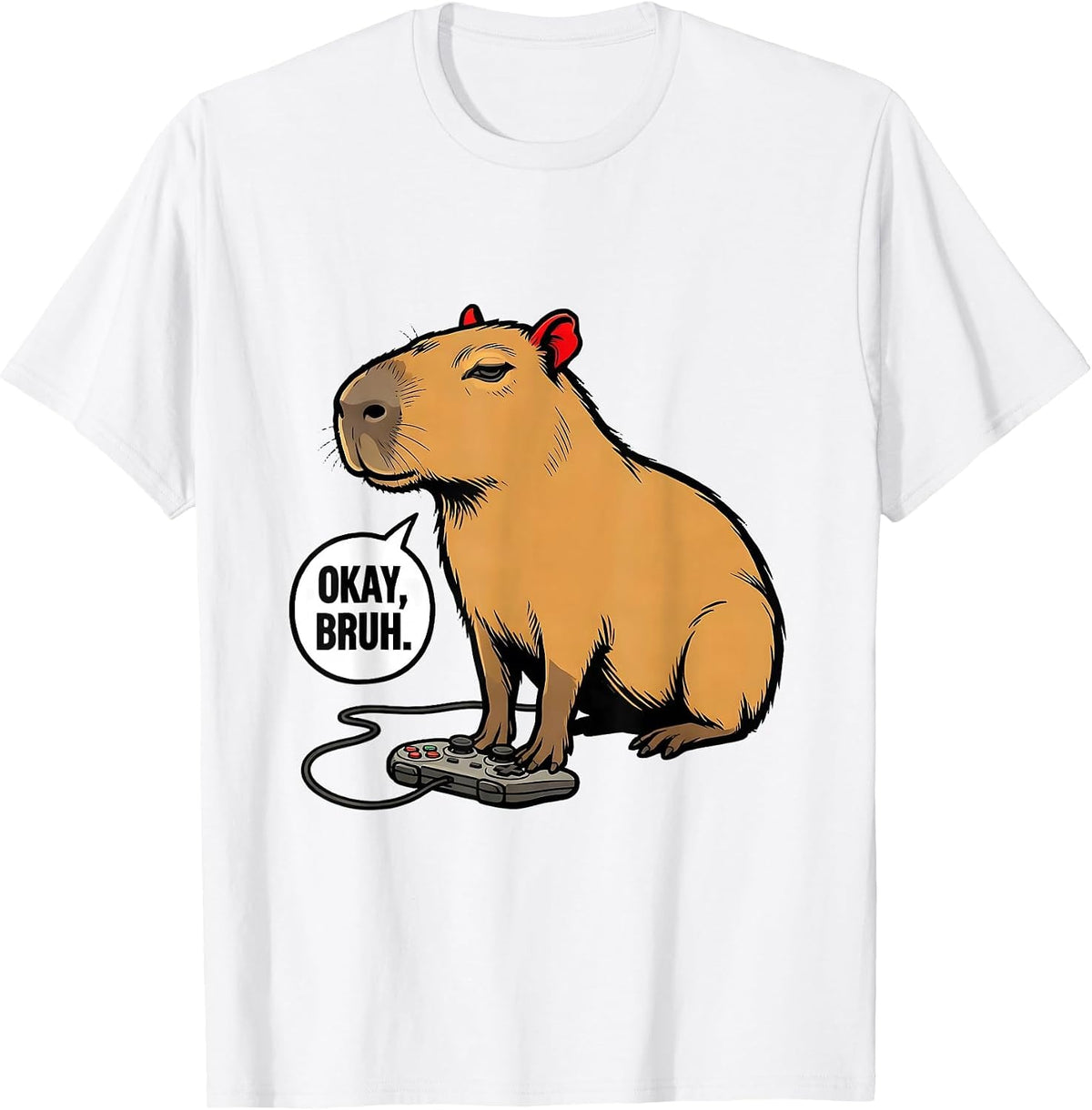 Men's Okay, Bruh Funny Capybara Gamer Meme Humor T-Shirt - White
