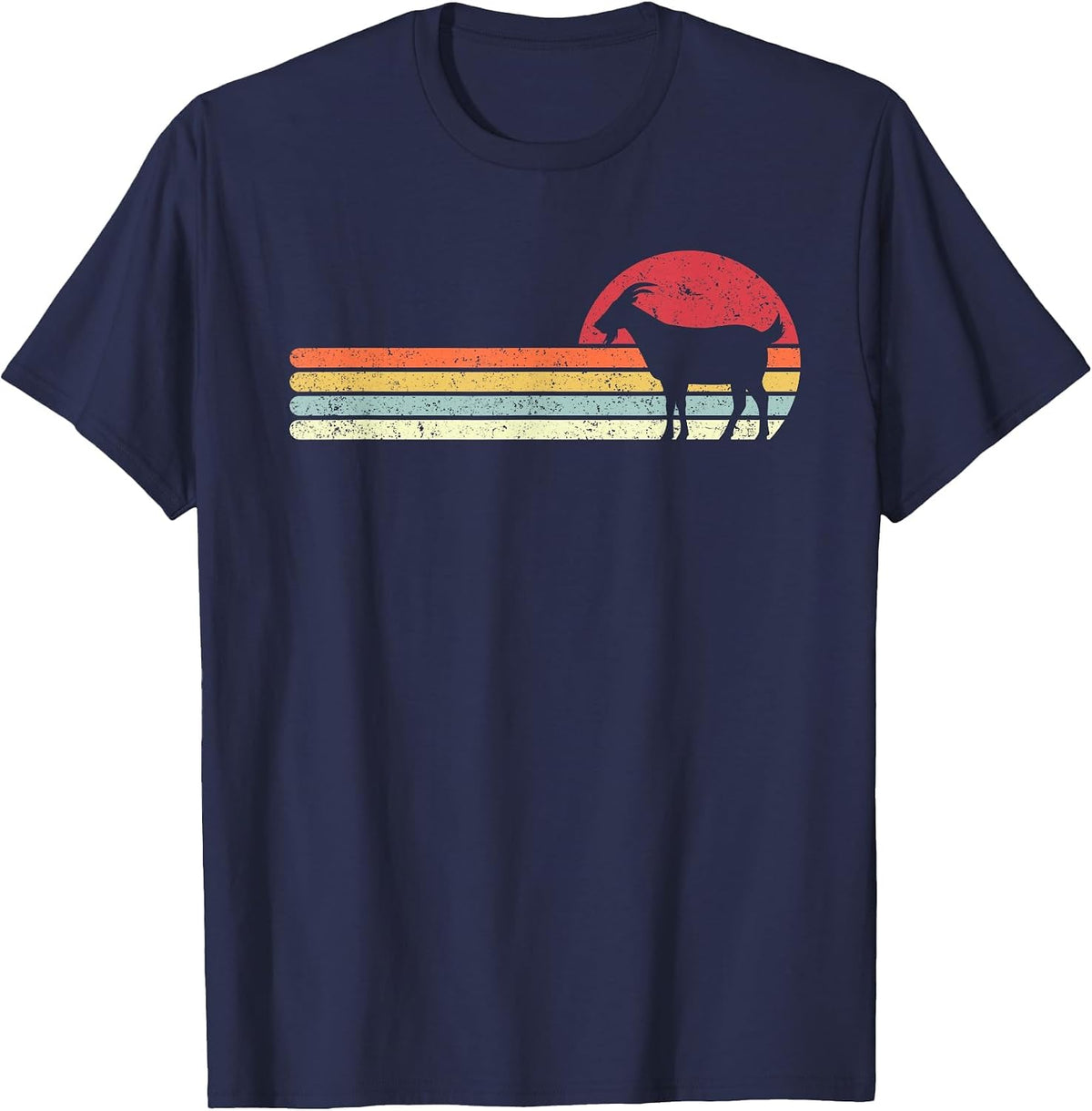 Goat Shirt. Retro Style T-Shirt T-Shirt - Navy Blue