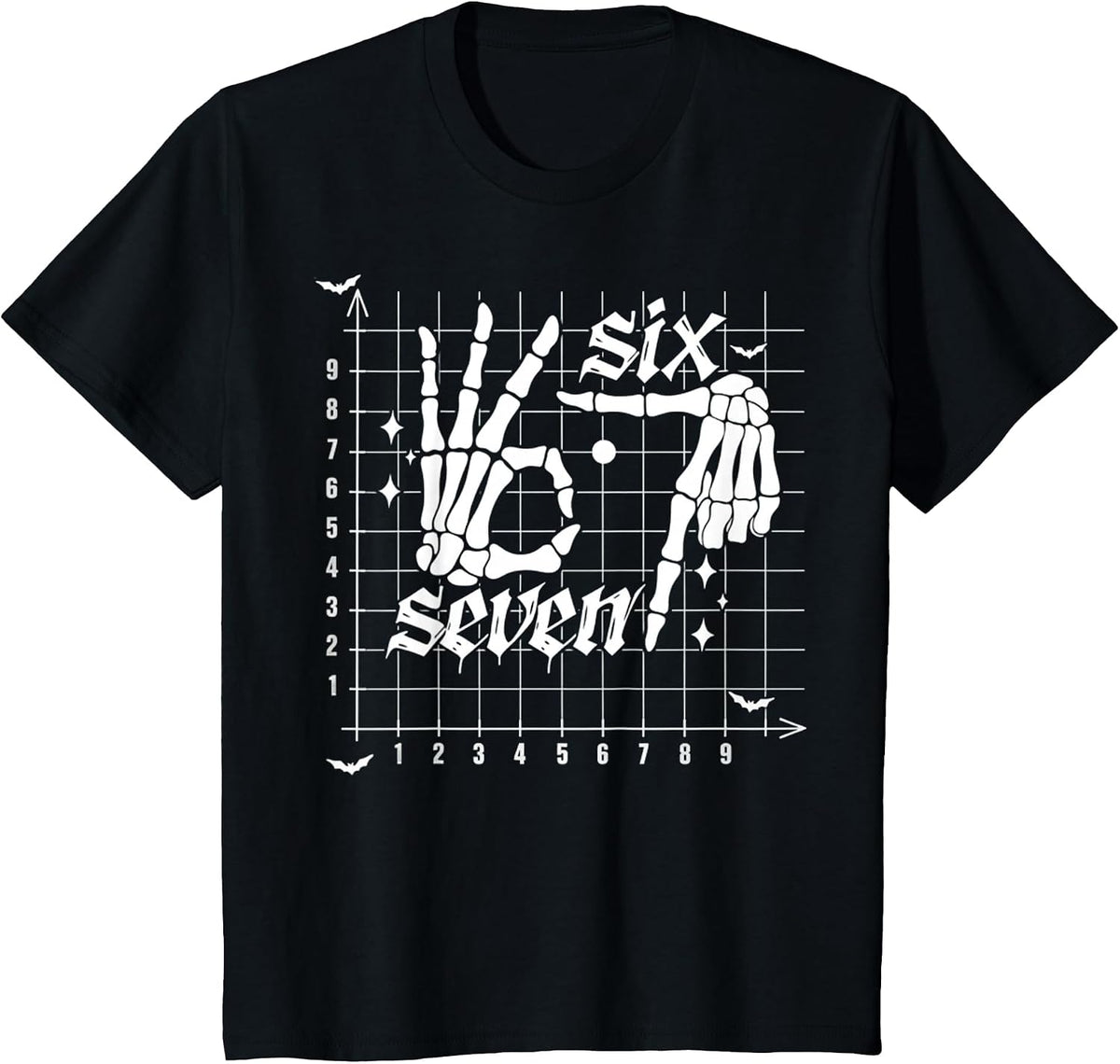 Six Seven Coordinate (6,7) Funny Skeleton Math Teacher 67 T-Shirt - Black
