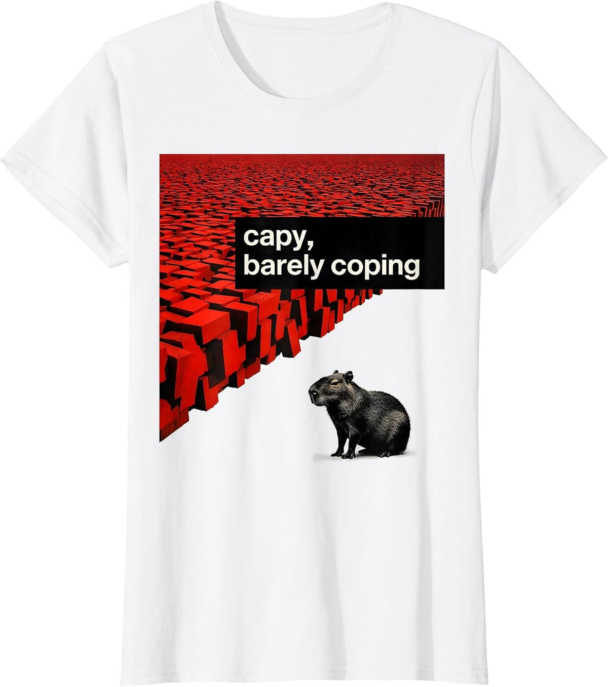 Women's capy barely coping Funny Capybara Meme Animal Humor T-Shirt - White