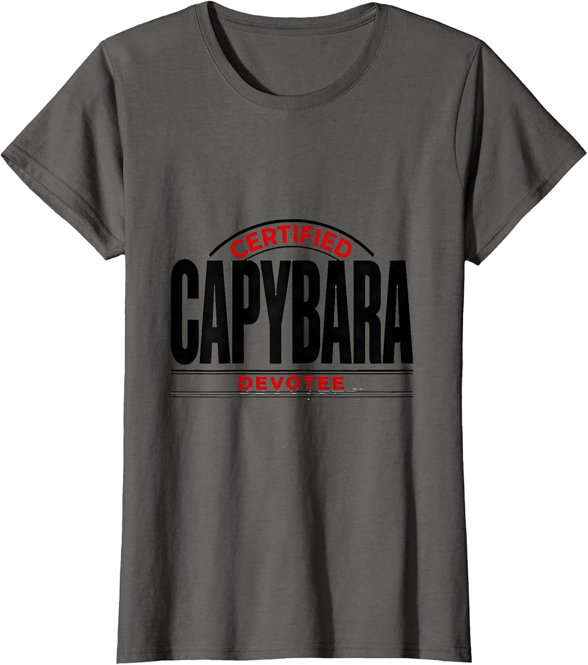 Women's Certified Capybara Devotee Funny Animal Lover Humor T-Shirt - Asphalt Grey