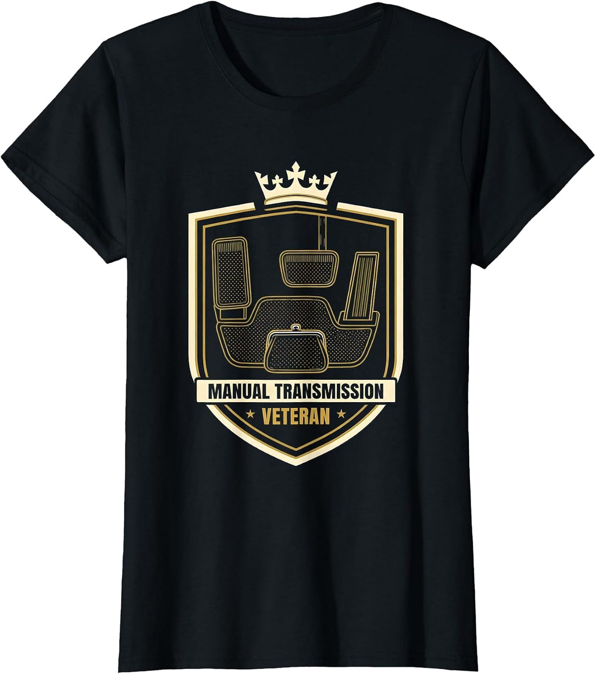 Women's Manual Transmission Veteran Classic Car Guy Stick Shift T-Shirt - Black
