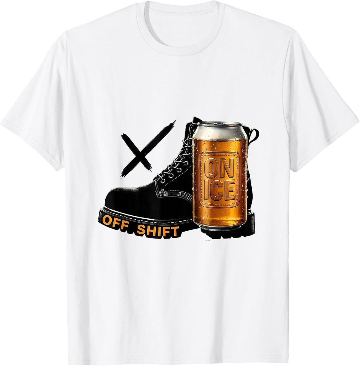 Men's Off Shift On Ice Funny Labor Day Beer Humor T-Shirt - White
