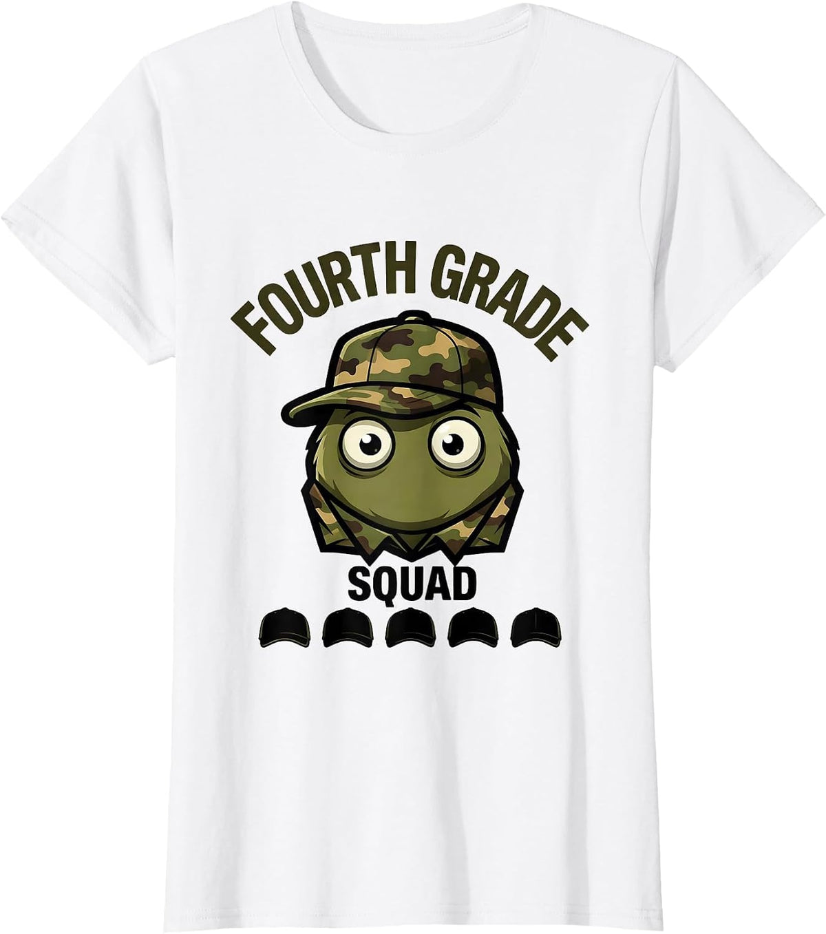 Women's Fourth Grade Squad Camo Back To School Boys Teacher T-Shirt - White
