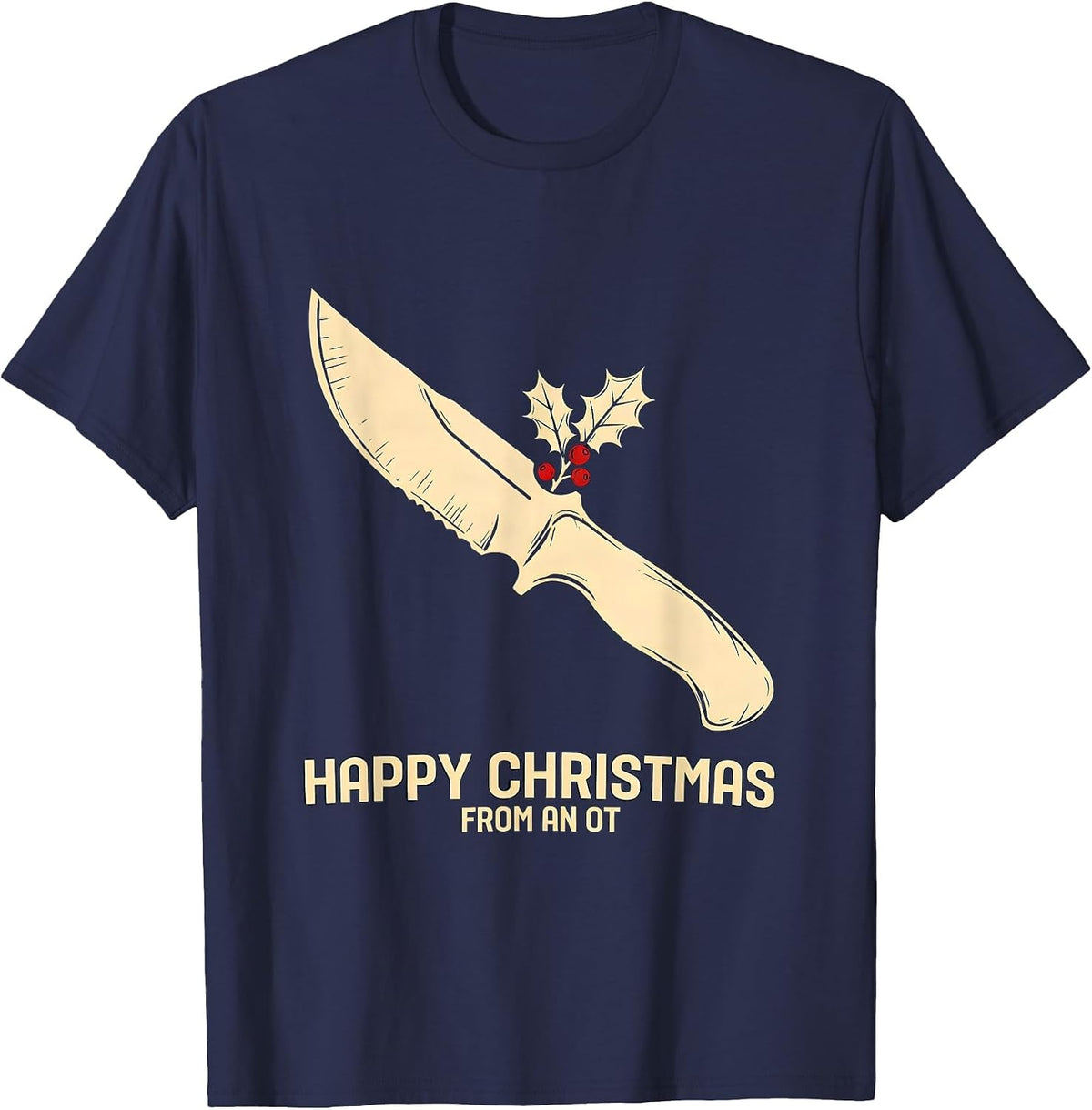 Happy Christmas From An OT Funny Occupational Therapy T-Shirt - Navy Blue