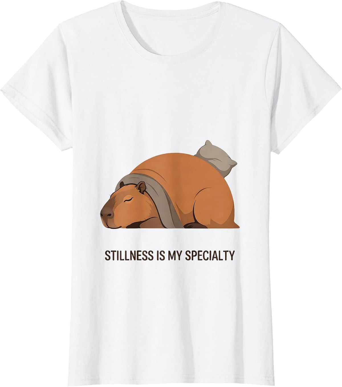Stillness Is My Specialty Cute Capybara Sleepwear Humor T-Shirt - White