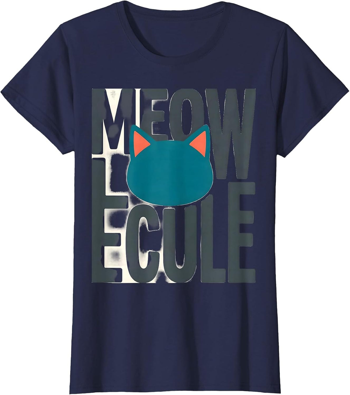 Women's Meowlecule Funny Science Cat Teacher Student Pun T-Shirt - Navy Blue