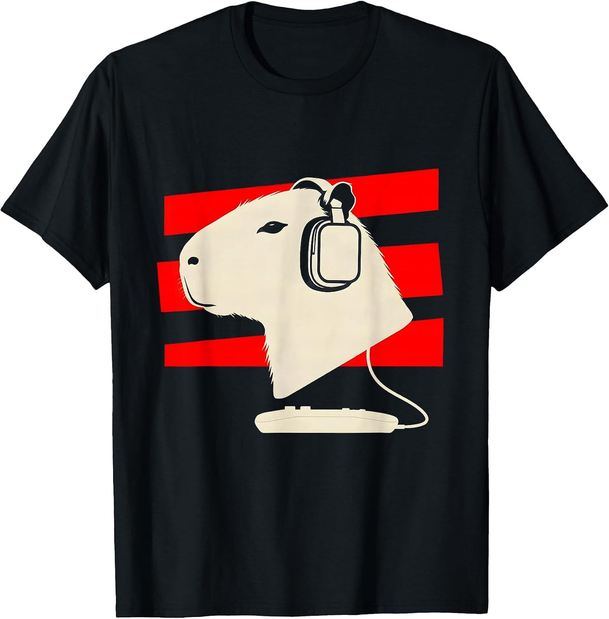 Men's Capybara Gamer Bruh Meme Humor Minimalist T-Shirt - Black