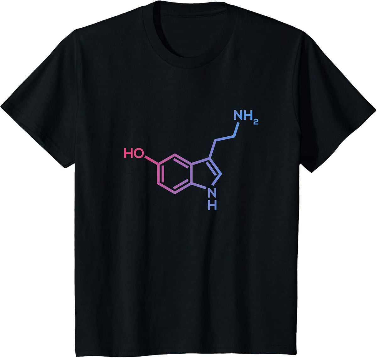 Serotonin Structure - Molecule of Happiness and Love Science T-Shirt - Black