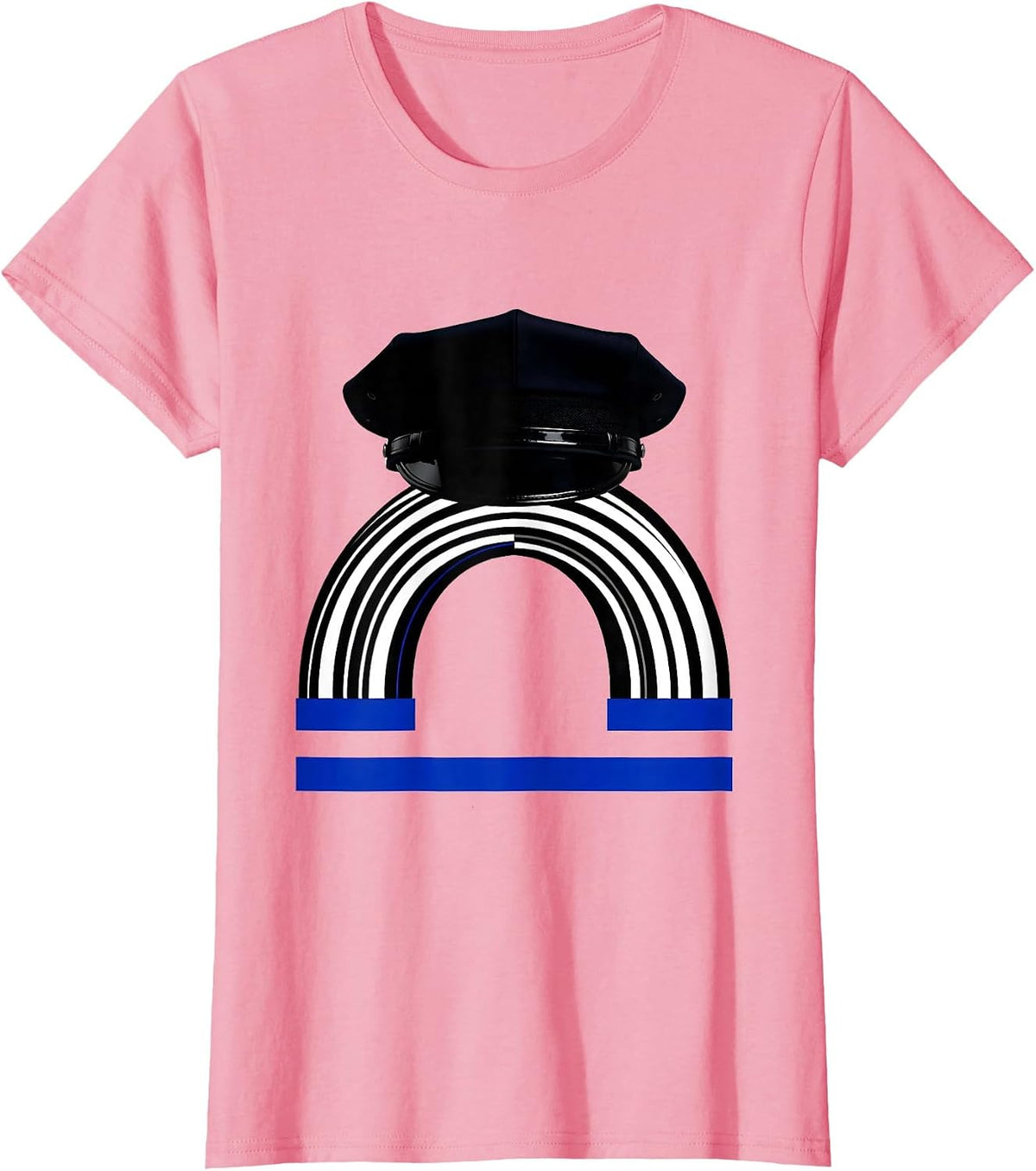 Women's Thin Blue Line Police Support Patriotic Tribute T-Shirt - Pink