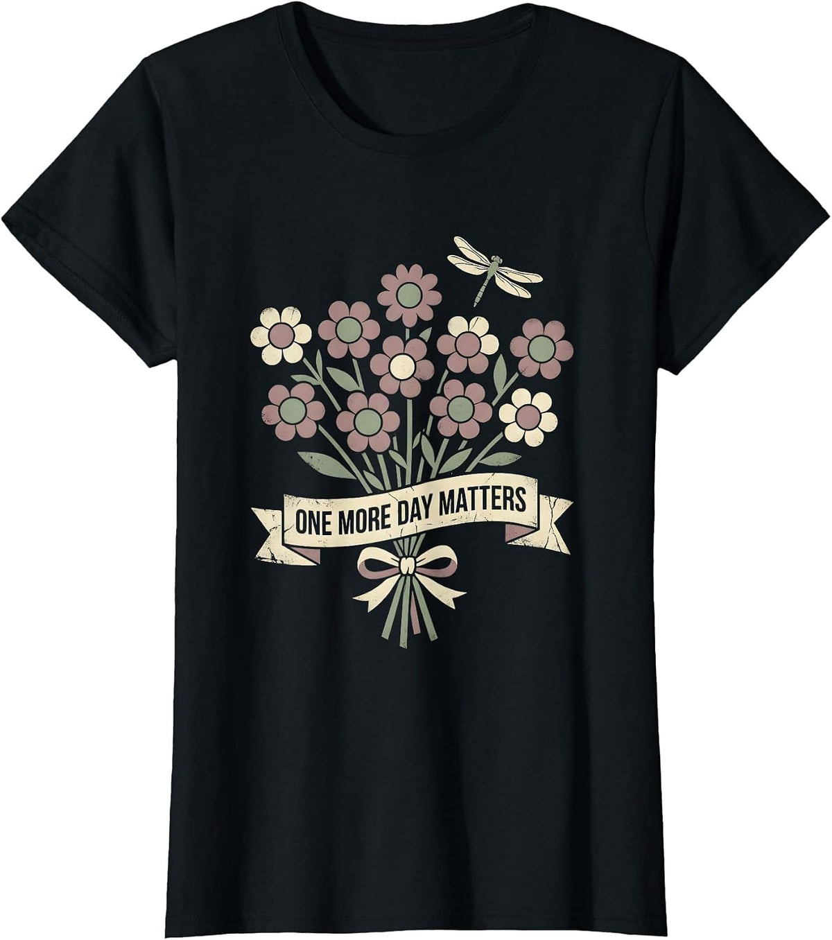 Women's One More Day Matters Suicide Awareness Design T-Shirt - Black