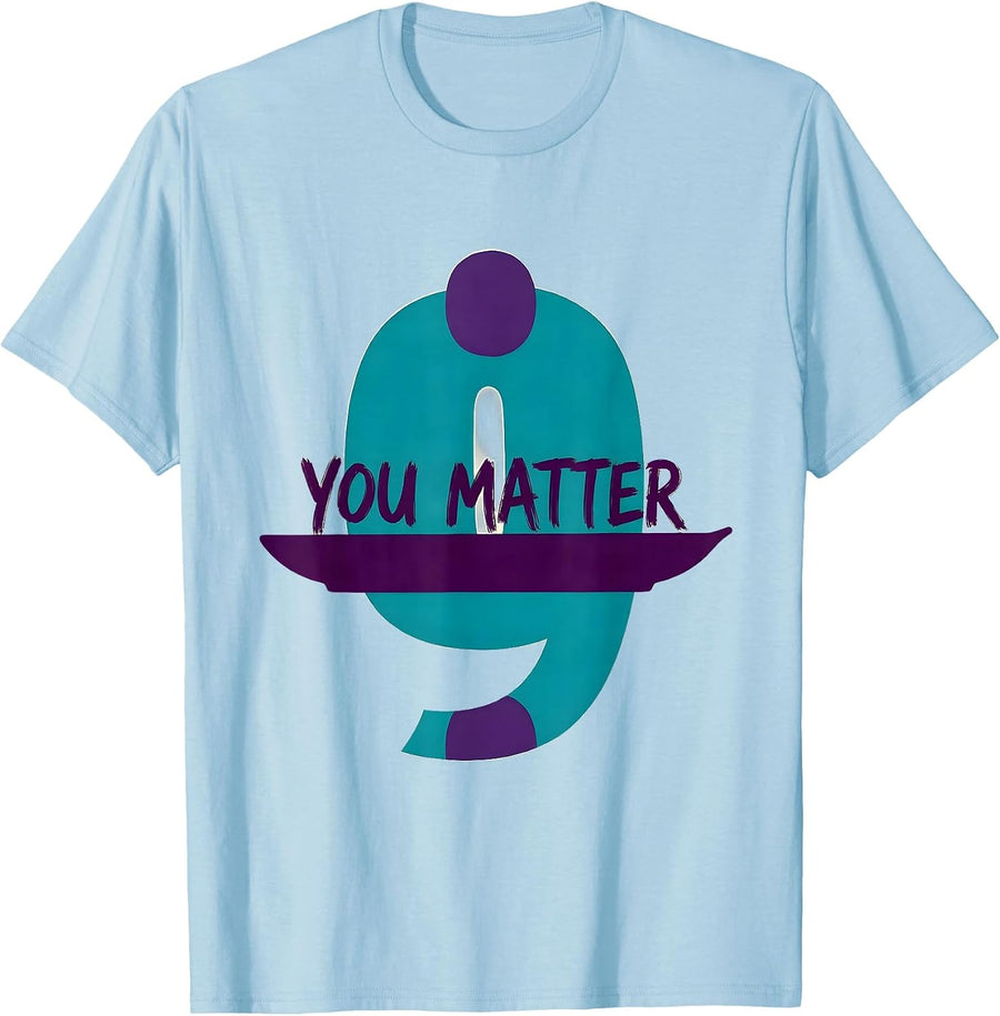 Men's You Matter Suicide Prevention Awareness Teal Purple T-Shirt - Baby Blue