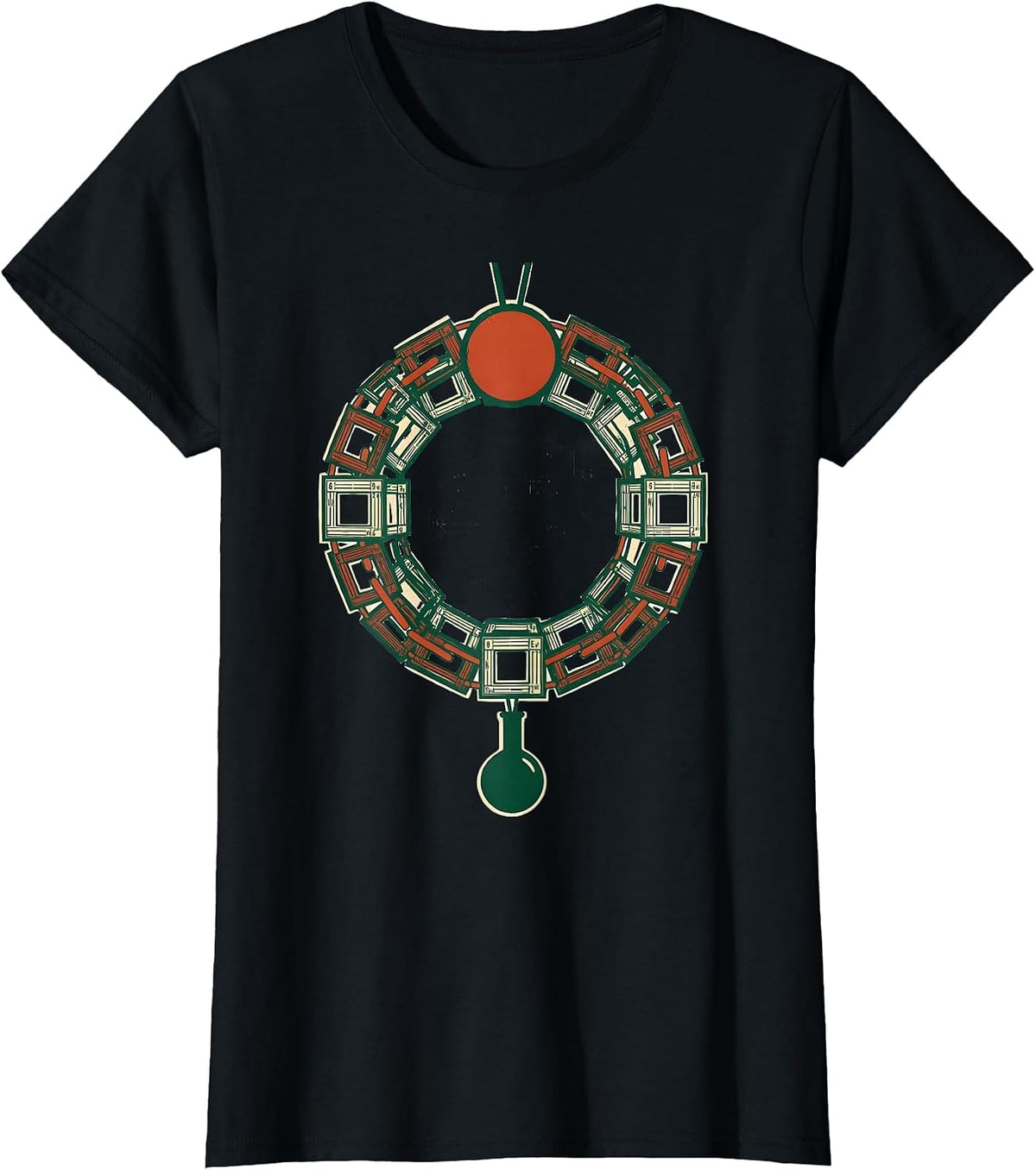 Periodic Table Wreath Nerd Science Humor Gift T-Shirt - Black