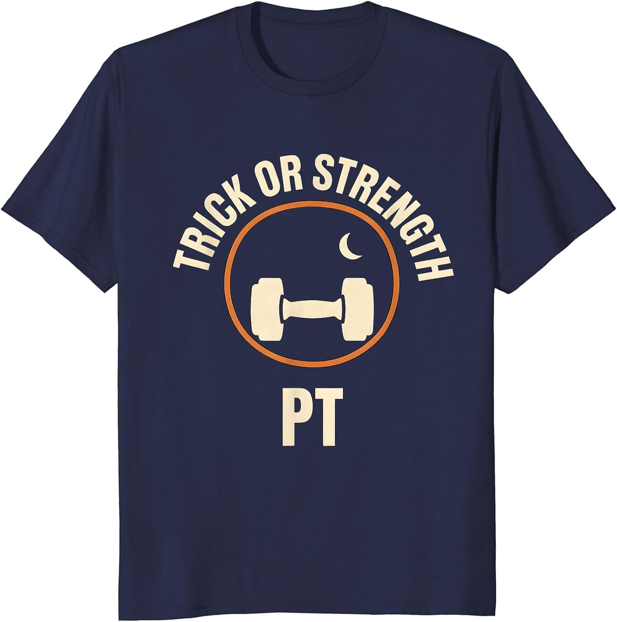 Men's Trick Or Strength PT Minimalist Physical Therapy Halloween T-Shirt - Navy Blue
