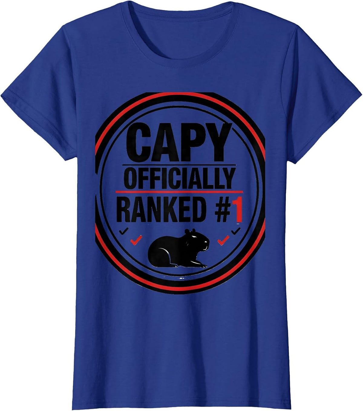 Women's Capy Officially Ranked #1 Funny Capybara Meme Animal Lover T-Shirt - Royal Blue