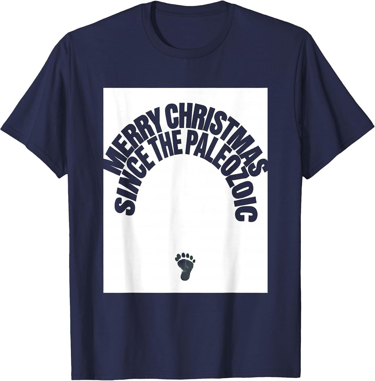 Merry Christmas Since The Paleozoic Funny Dinosaur Lover T-Shirt - Navy Blue