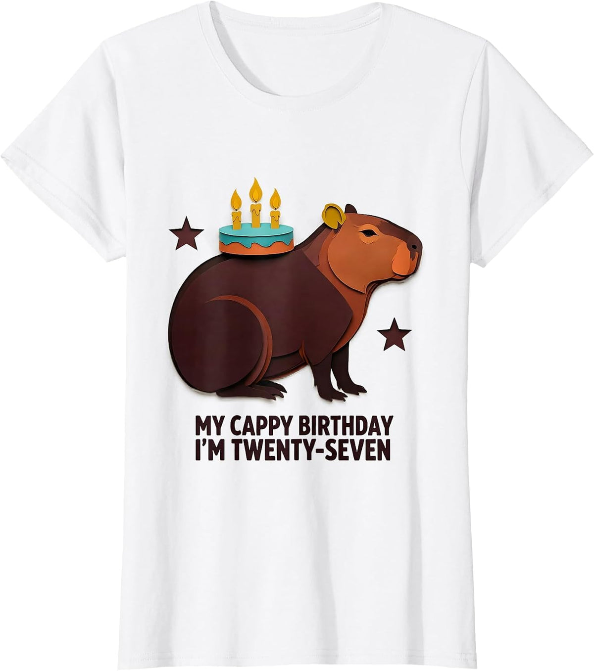 Women's My Cappy Birthday I'm Twenty-Seven Cute Kawaii Capybara T-Shirt - White