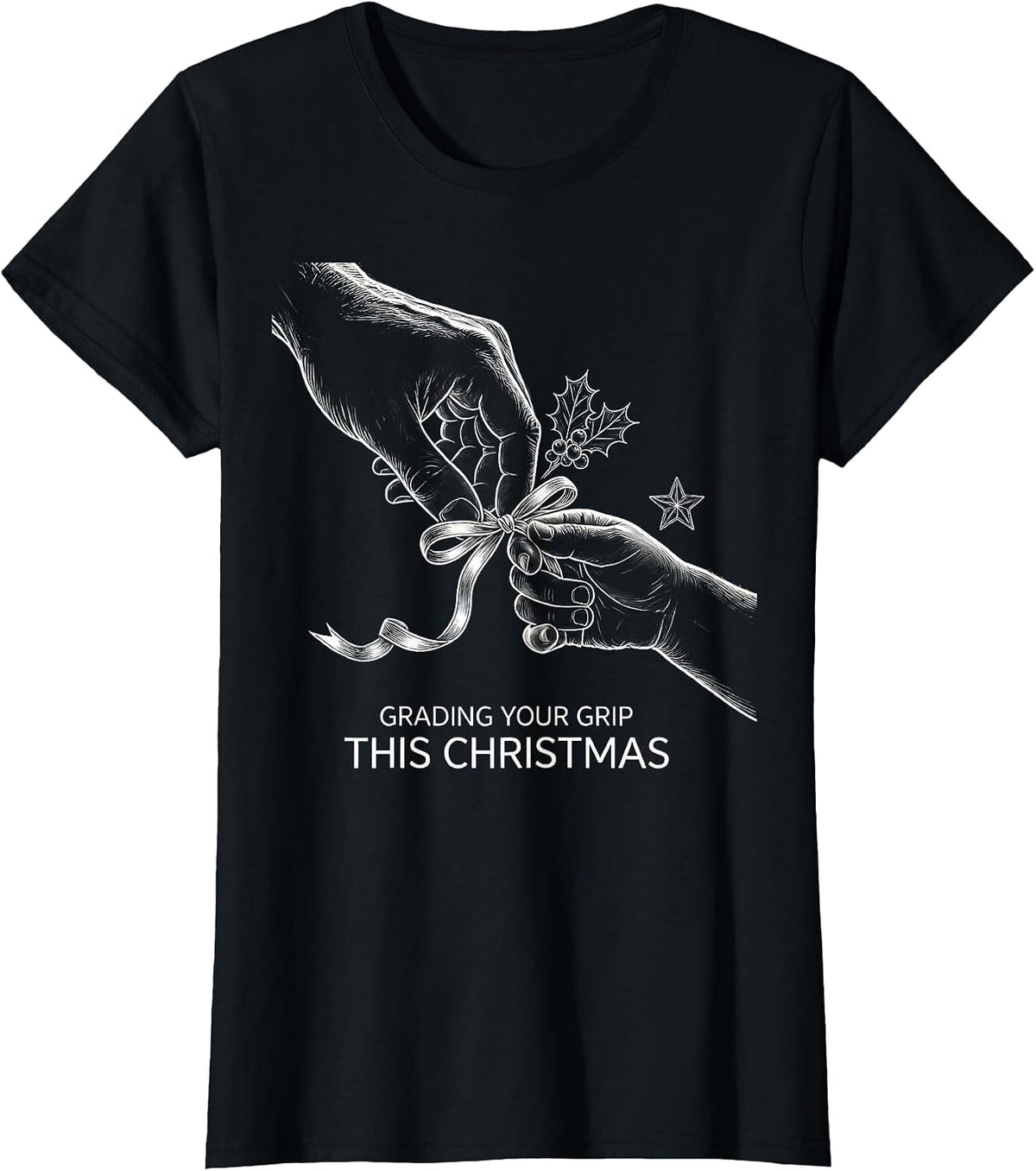 Women's Grading Your Grip This Christmas Funny Occupational Therapy T-Shirt - Black