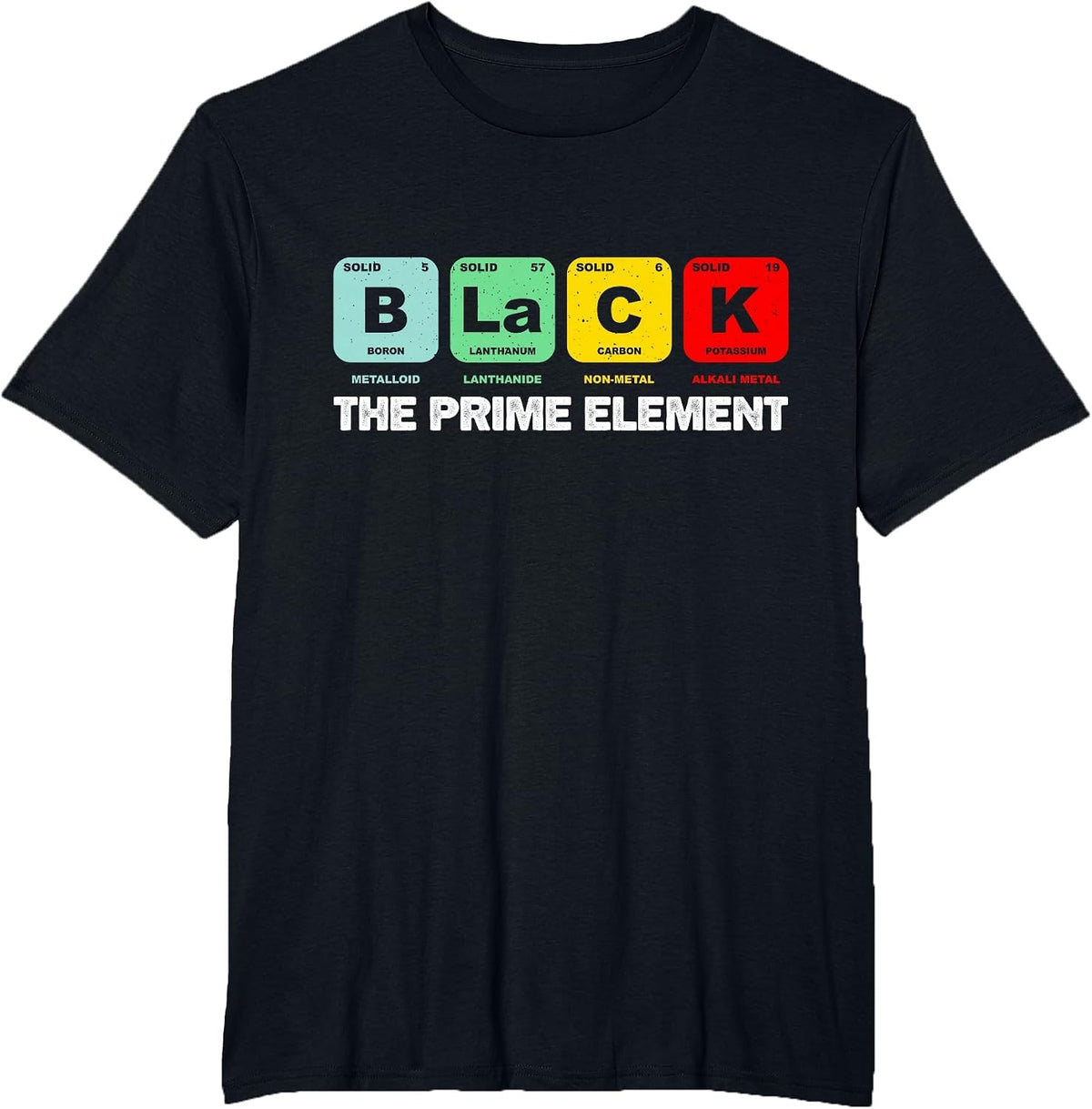 Black the Prime Element, Black History Month Periodic Table T-Shirt - Black
