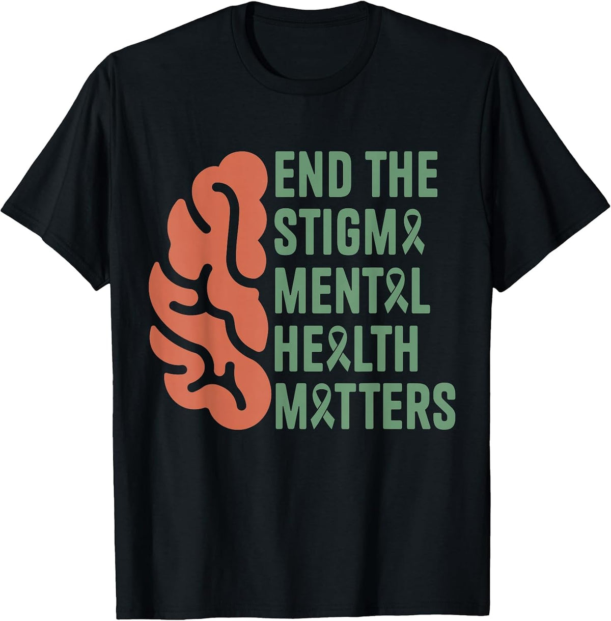 End The Stigma Mental Health Matters T-Shirt - Black