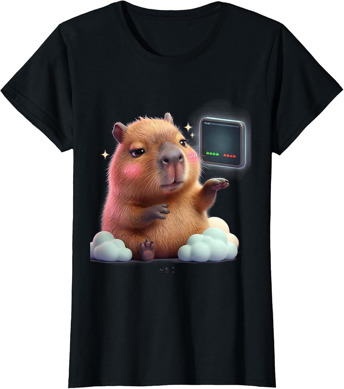 welp Cute Kawaii Capybara Animal Meme Humor T-Shirt - Black