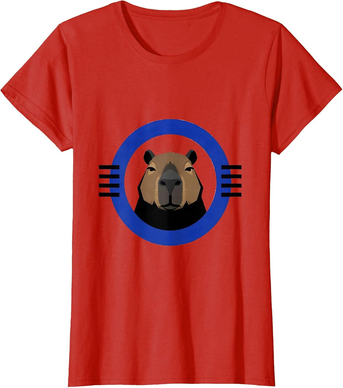 Capybara Badge Funny Animal Humor Meme T-Shirt - Red