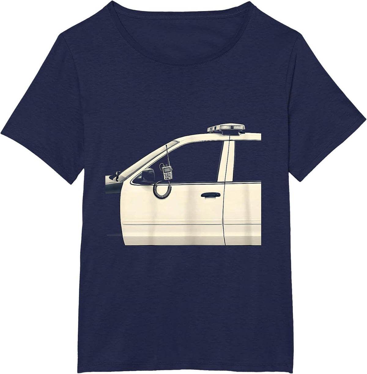 Women's Police Cruiser Silhouette Minimalist Law Enforcement T-Shirt - Navy Blue