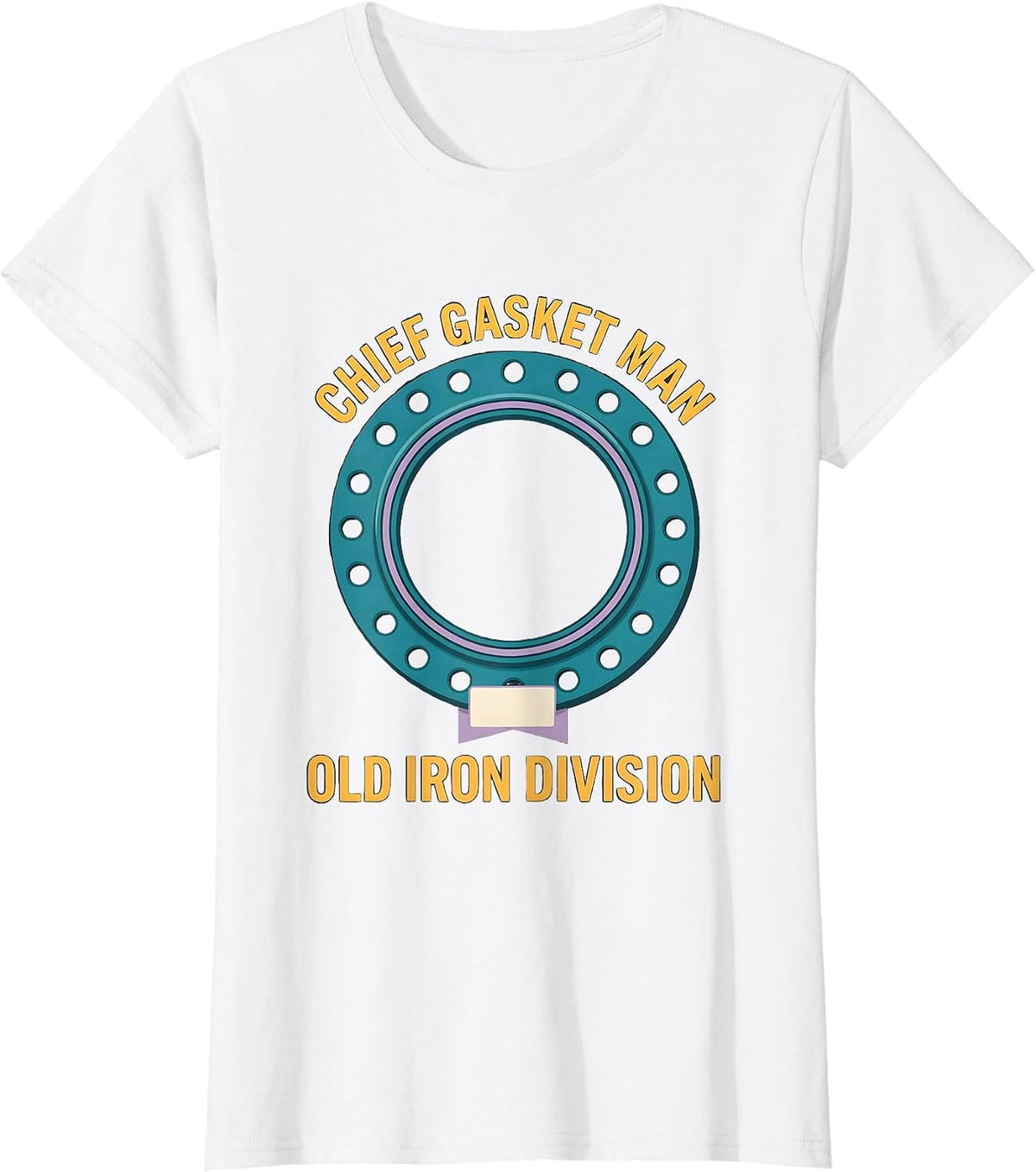 Women's Chief Gasket Man, Old Iron Division Vintage Classic Car T-Shirt - White