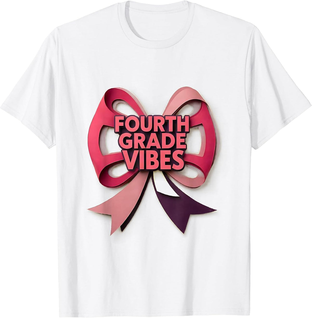Men's Fourth Grade Vibes Coquette Bow Back to School Fourth Grade T-Shirt - White