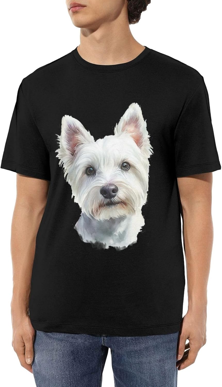 West Highland White Terrier T-Shirts for Men Aesthetic Dog Tees - Black