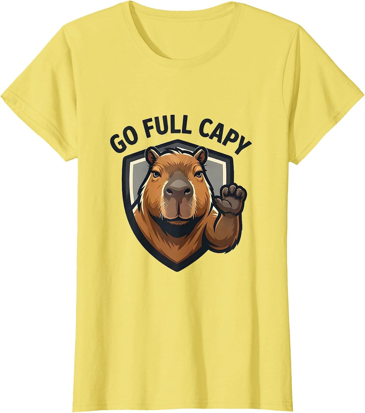 Go Full Capy Funny Capybara Meme Animal Lover Humor T-Shirt - Lemon Yellow