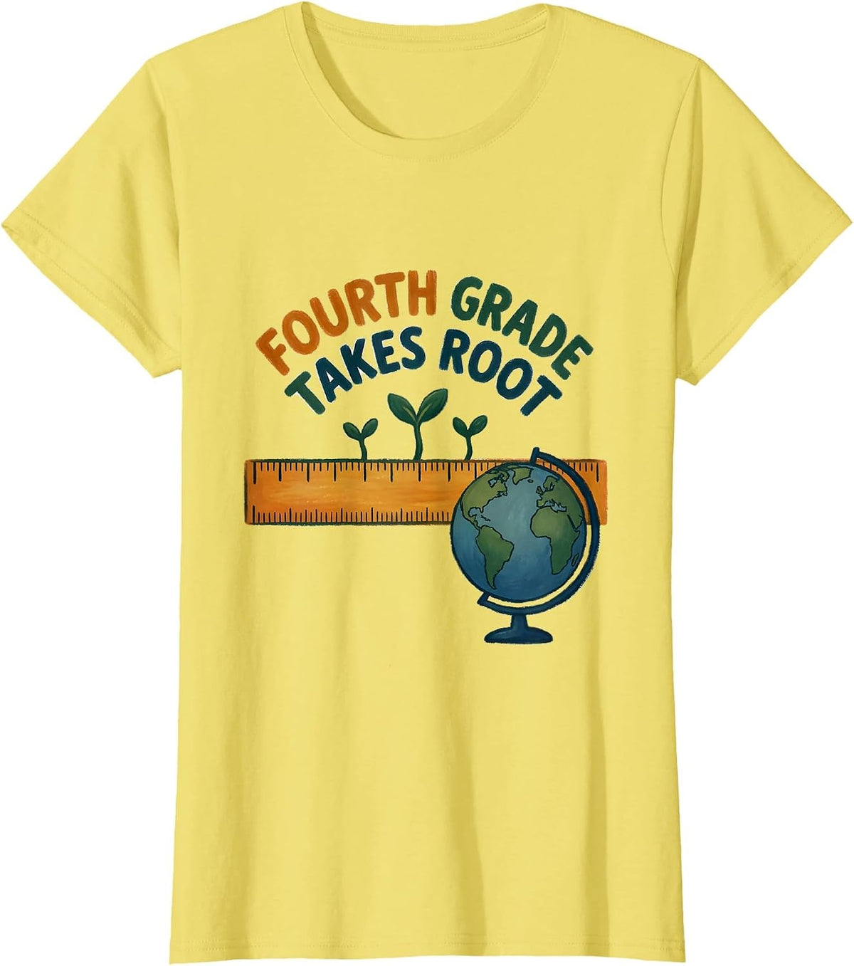 Fourth Grade Takes Root Storybook Back To School Teacher T-Shirt - Lemon Yellow