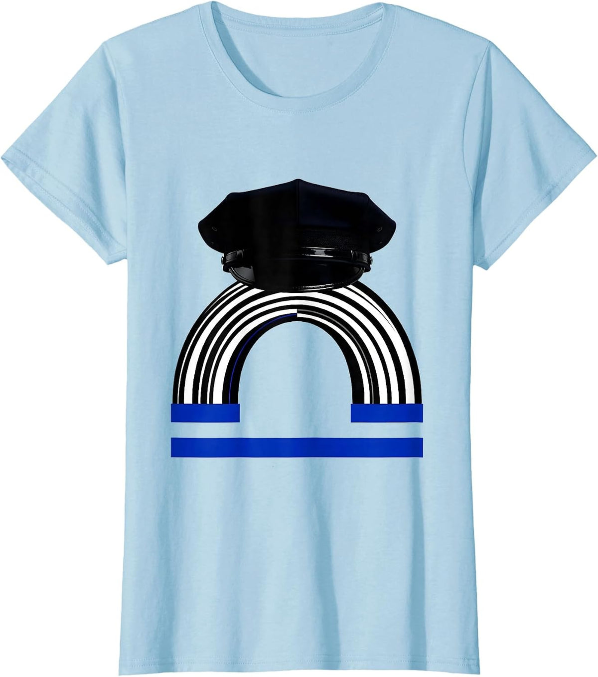Women's Thin Blue Line Police Support Patriotic Tribute T-Shirt - Baby Blue