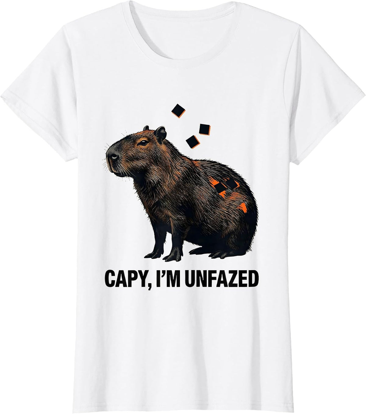Capy, I'm Unfazed Funny Capybara Animal Meme Humor T-Shirt - White