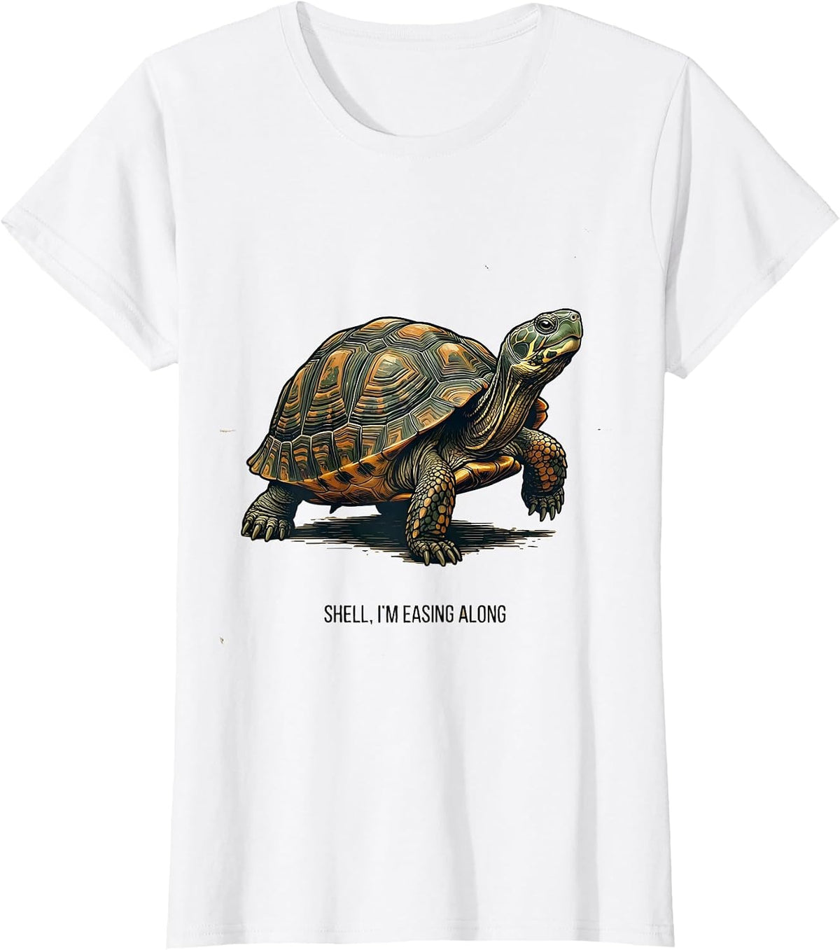 Shell, I'm Easing Along Vintage Turtle Lover Reptile T-Shirt - White
