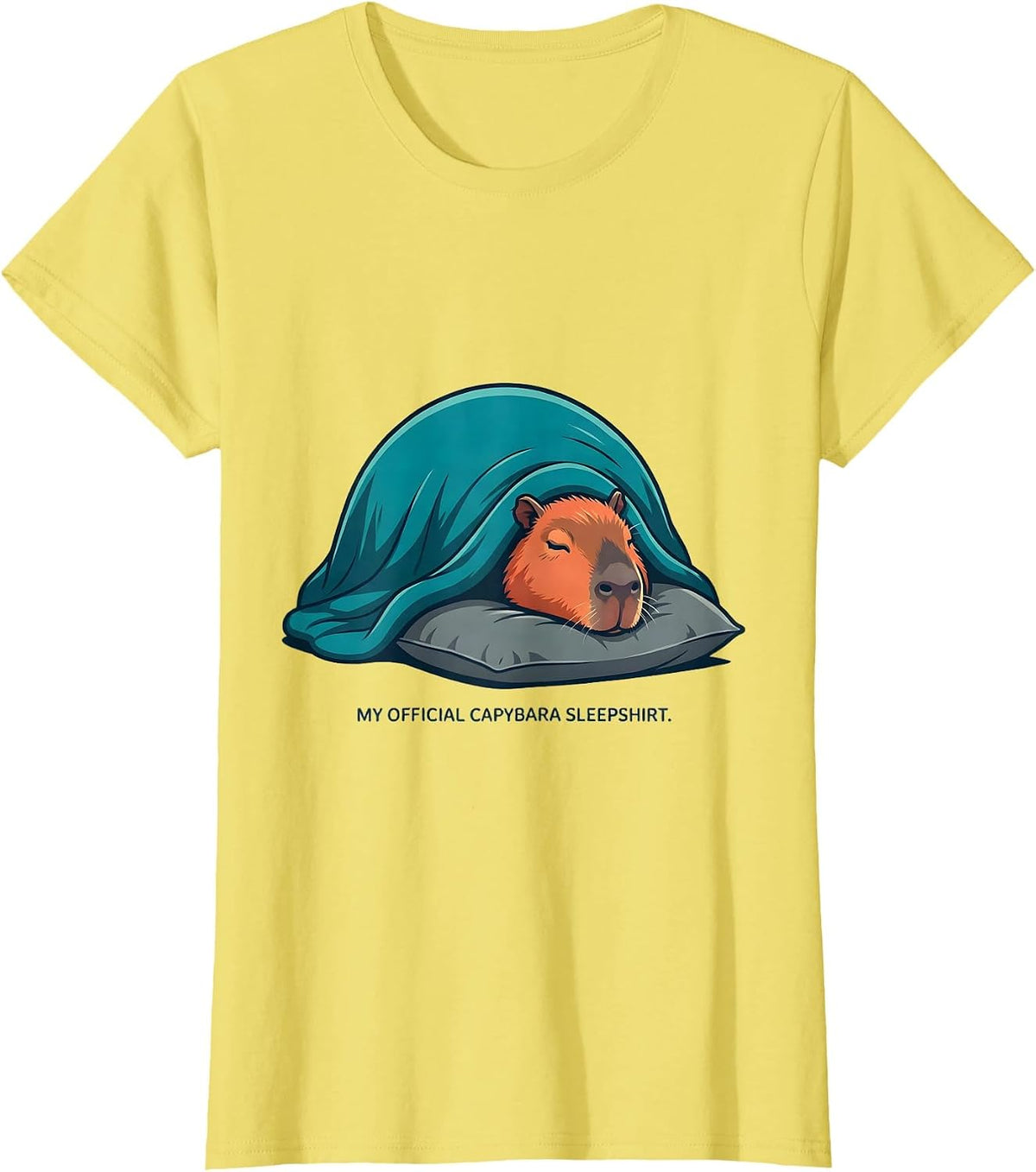 Women's My Official Capybara Sleepshirt Cute Animal Lover Lounge T-Shirt - Lemon Yellow