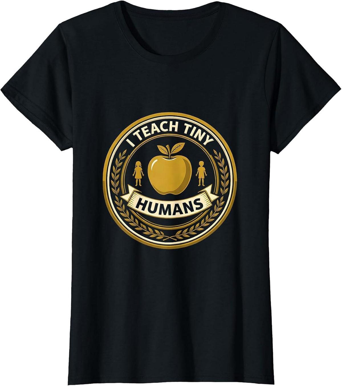 Women's I Teach Tiny Humans Teacher Graphic Design T-Shirt - Black