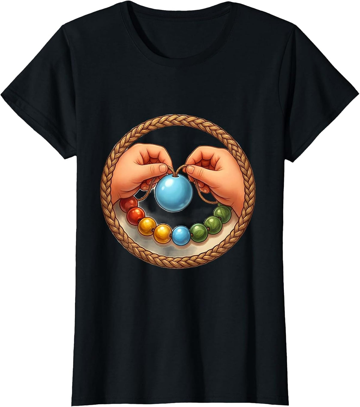 Women's Occupational Therapy Bead Threading Child Art T-Shirt - Black