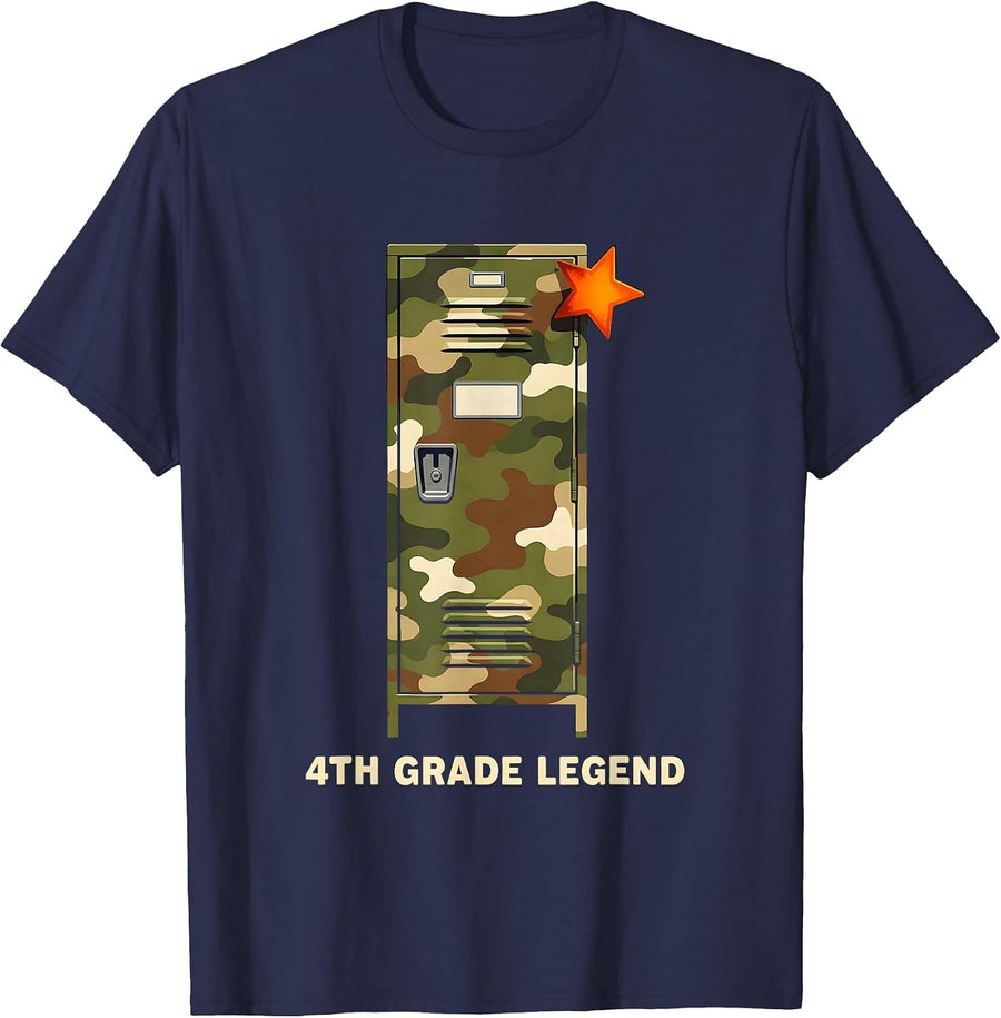 4th Grade Legend Camo Back To School Boys Teachers T-Shirt - Navy Blue