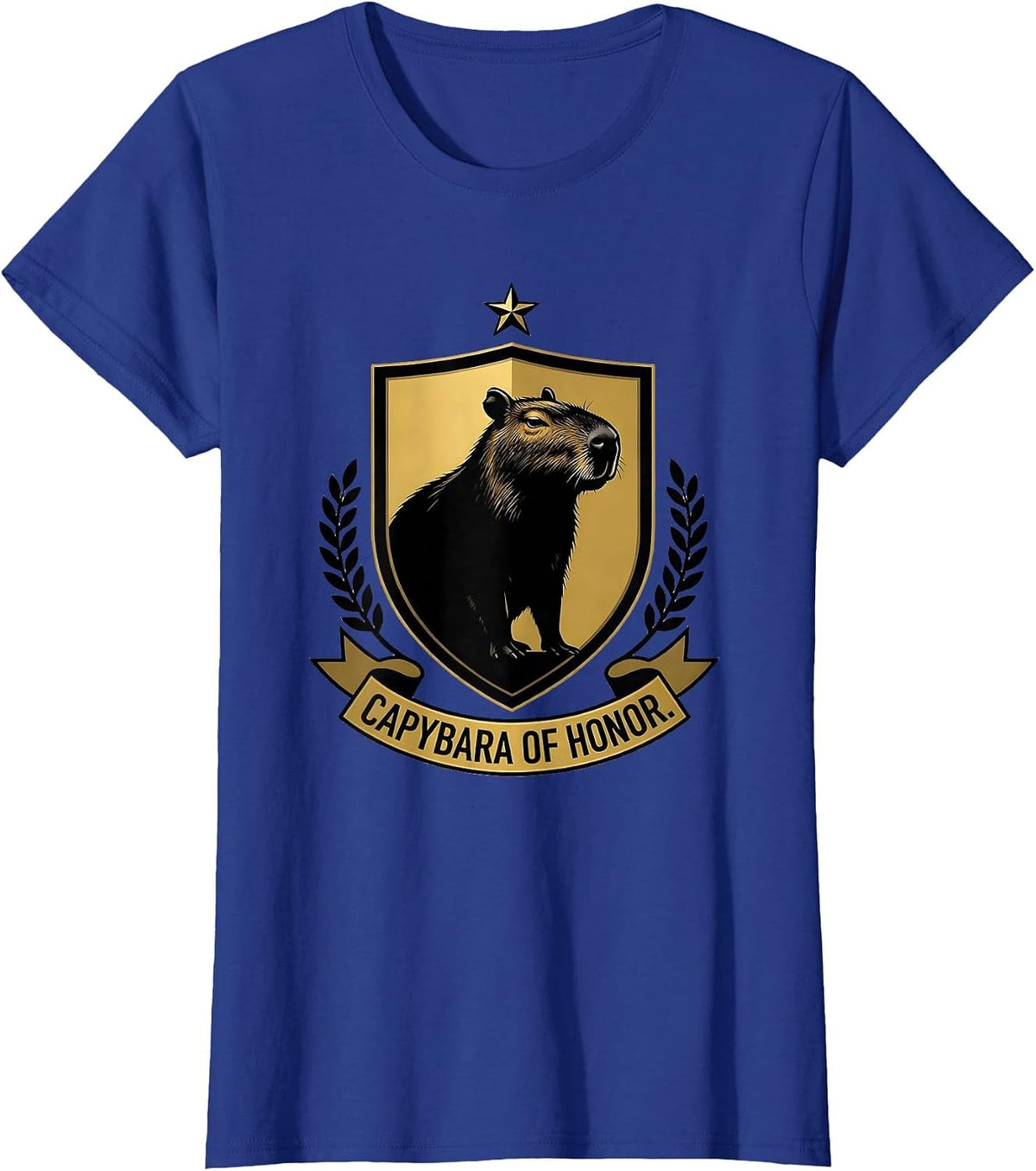Women's Capybara of Honor Funny Animal Lover Meme Humor T-Shirt - Royal Blue