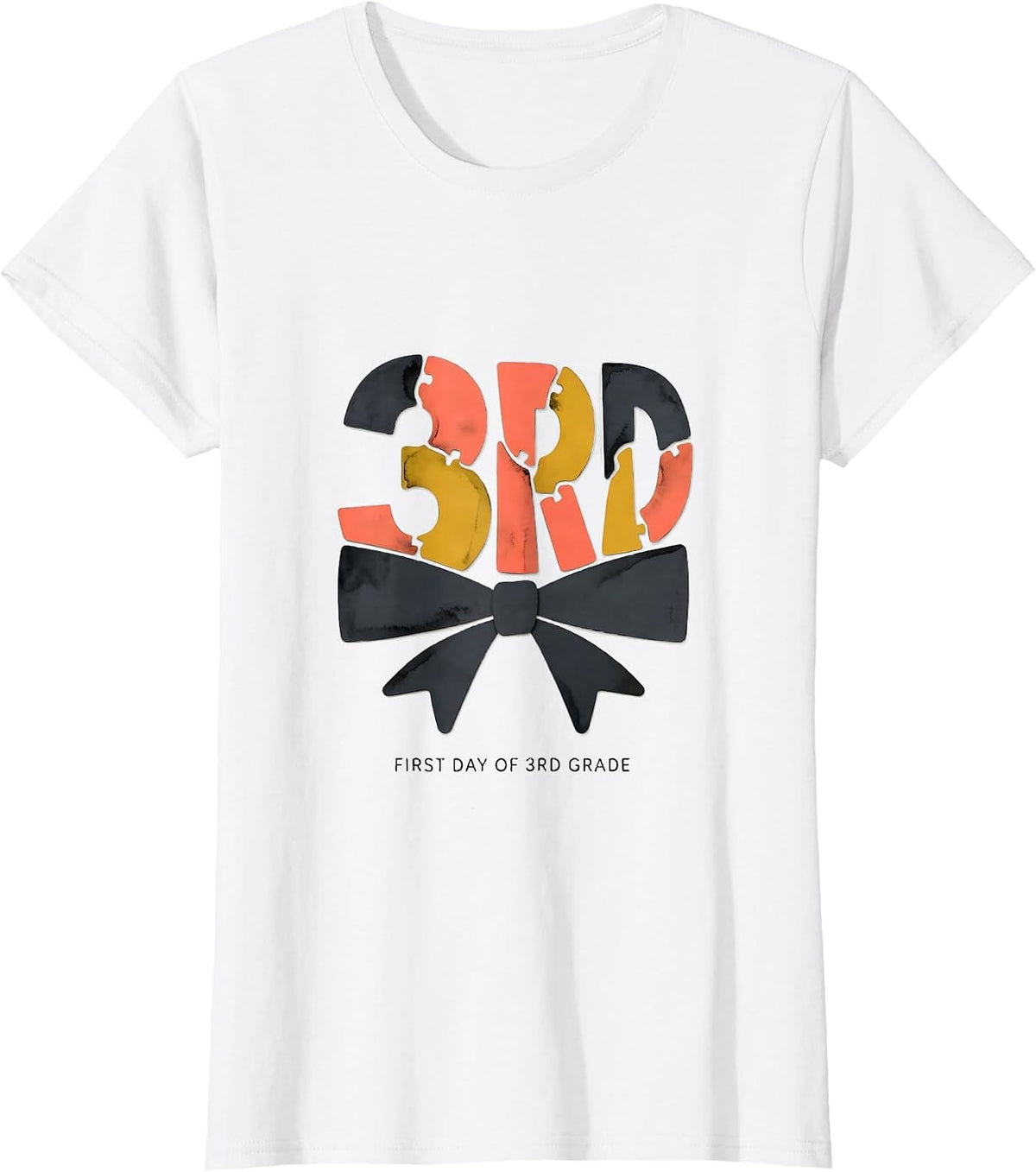 First Day Of 3rd Grade Midcentury Modern Coquette Bow Back T-Shirt - White