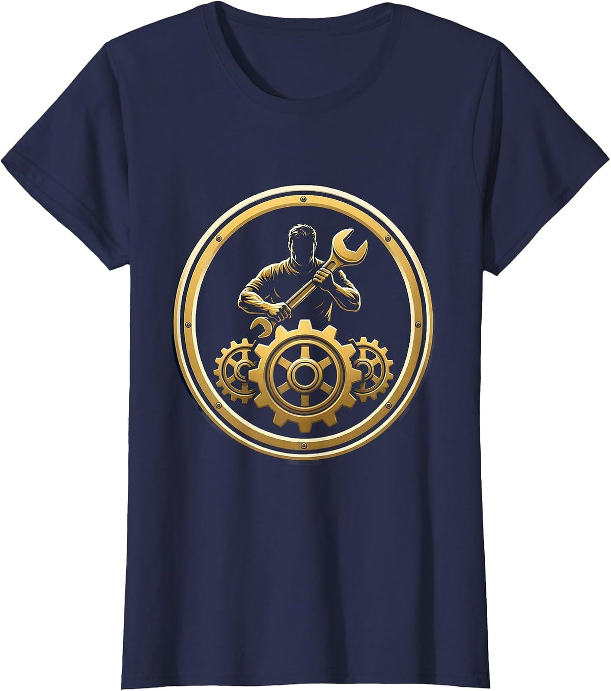 Women's Occupational Therapy Gear Assembly Illustration T-Shirt - Navy Blue