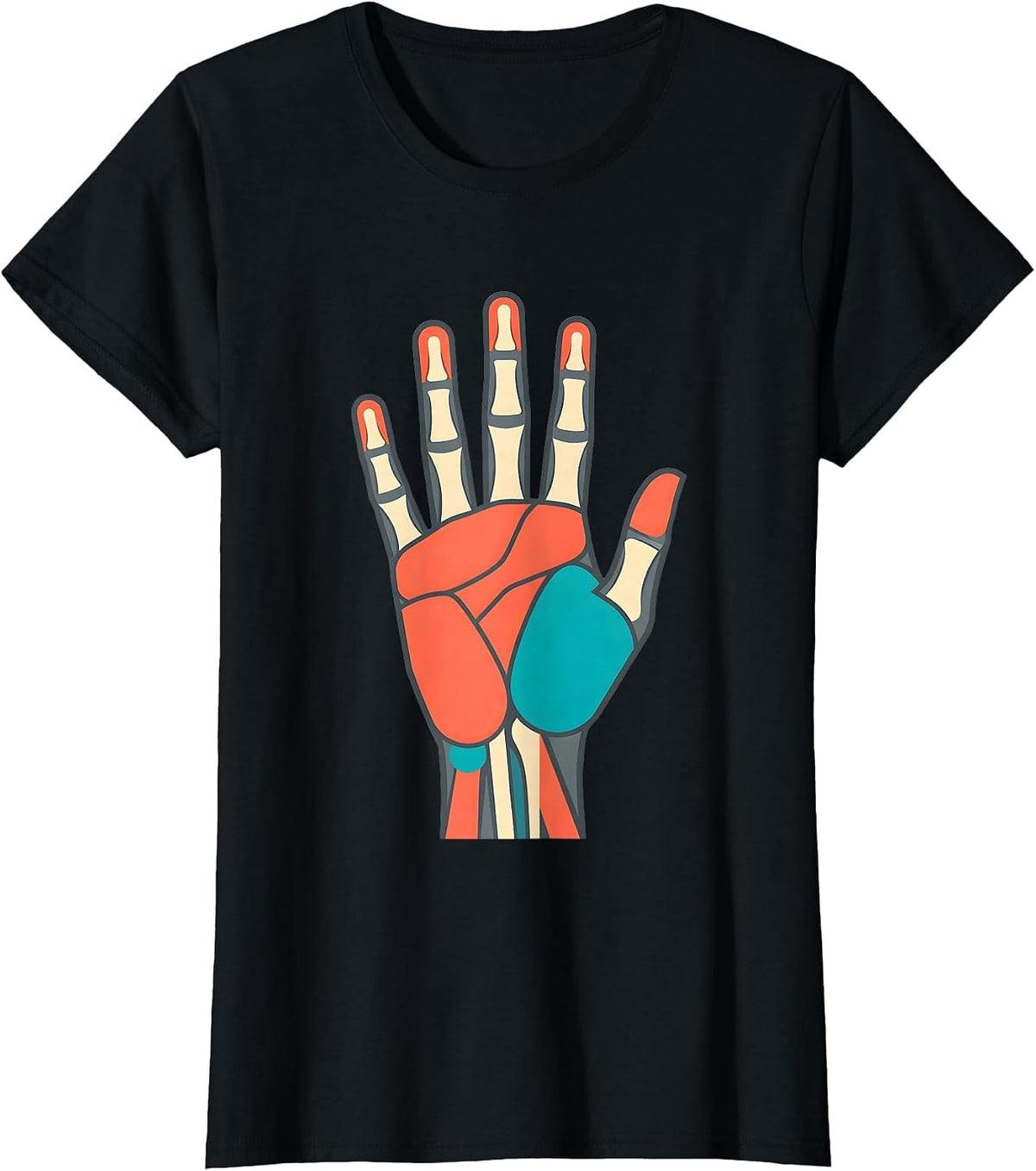 Women's Occupational Therapy Anatomical Hand Illustration T-Shirt - Black