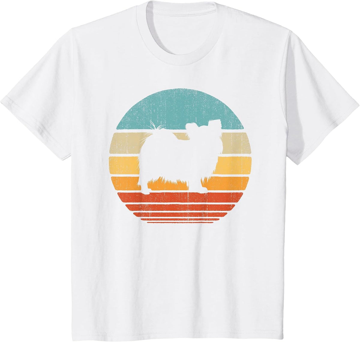 Papillon Retro Vintage Sunset Continental Toy Spaniel Dog T-Shirt - White