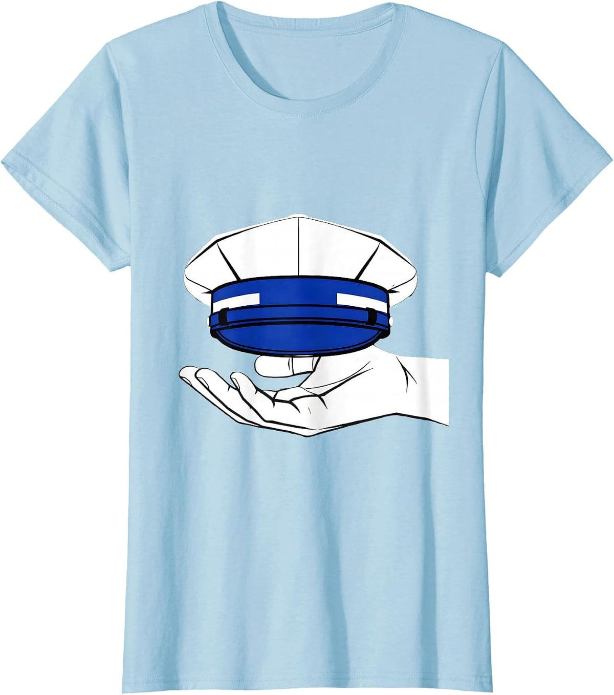 Police Patrol Cap Thin Blue Line Support Tribute T-Shirt - Baby Blue