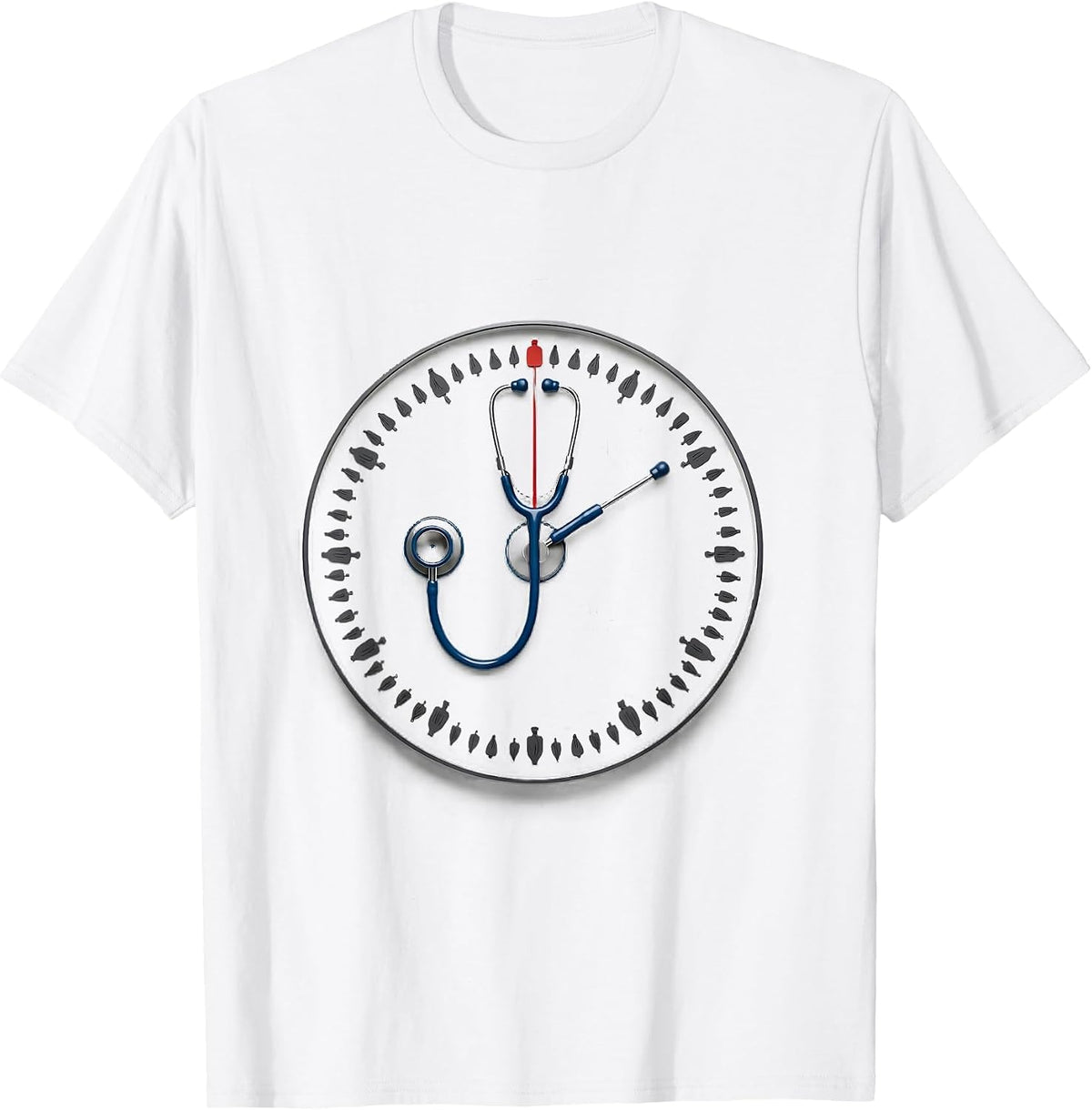 Stethoscope Clock Nurse Crew New Year Eve Party T-Shirt - White
