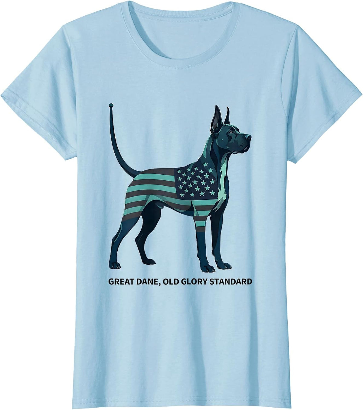 Women's Great Dane Old Glory Standard Midcentury Modern Patriotic T-Shirt - Baby Blue