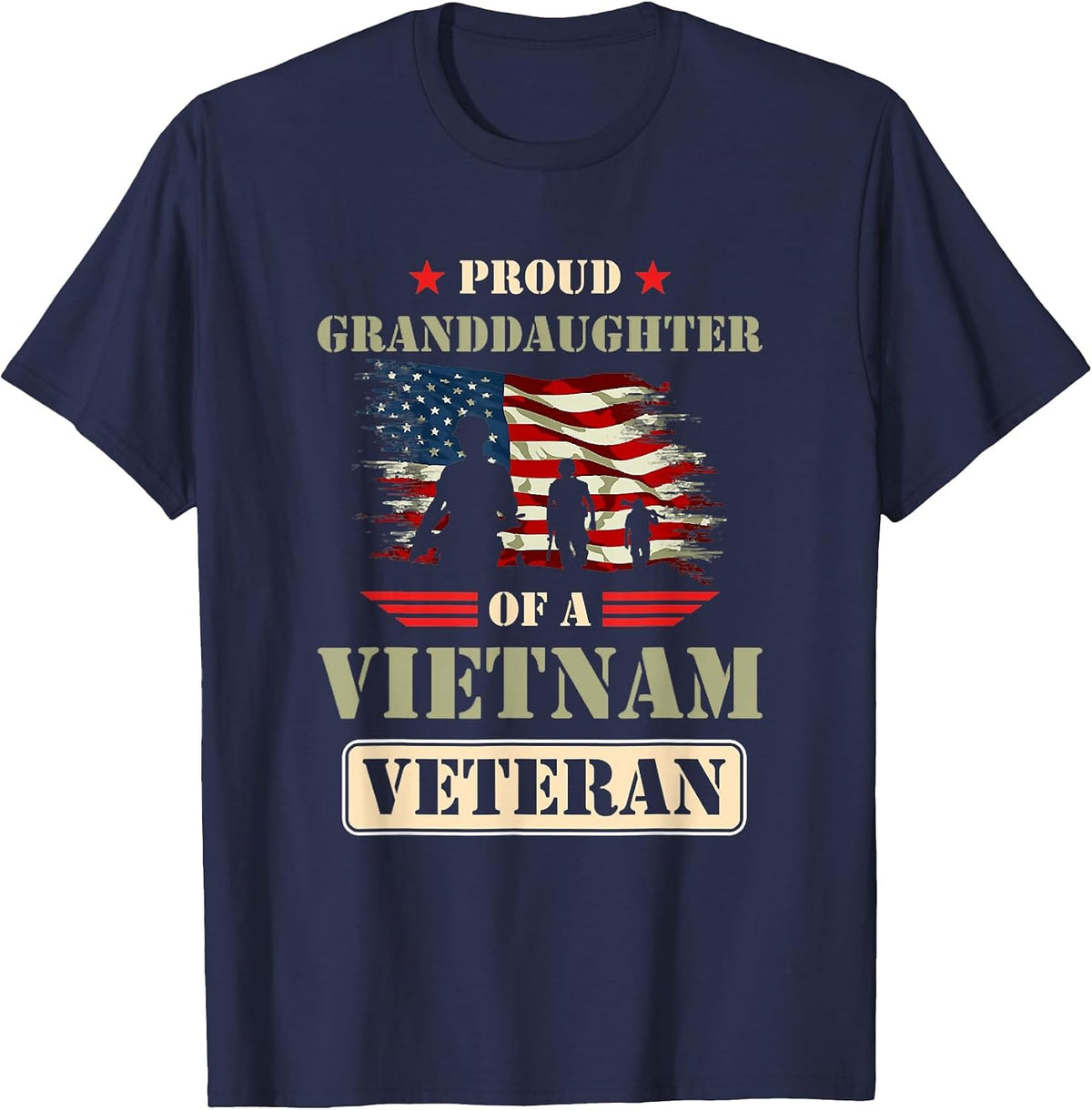 Proud Granddaughter of A Vietnam Veteran Memorial Day Quote T-Shirt - Navy Blue