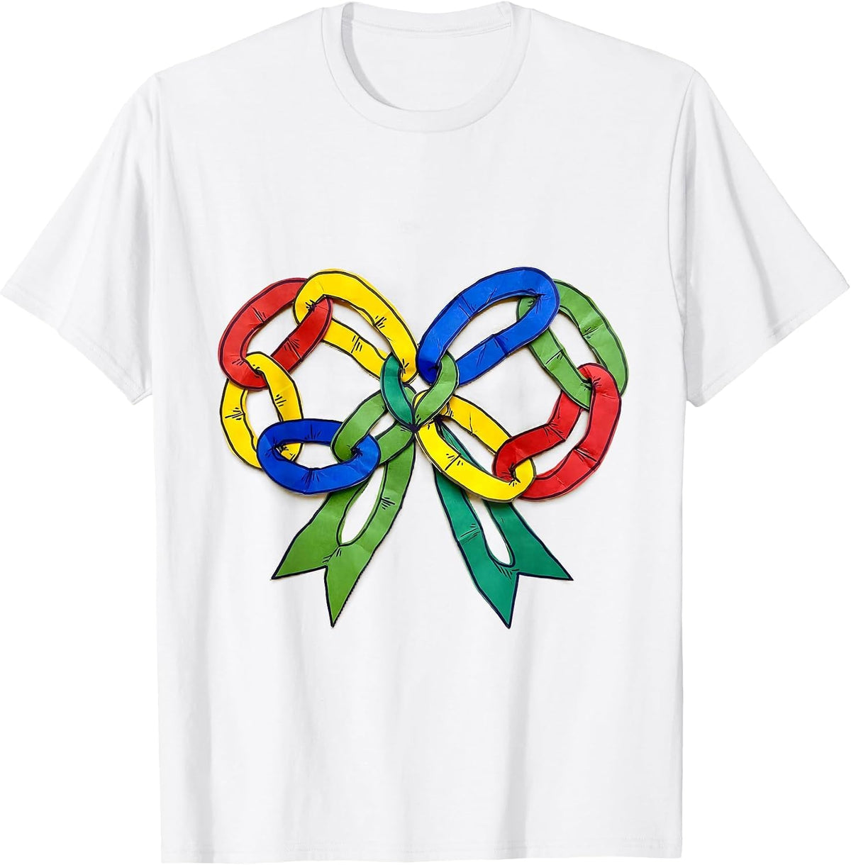 Men's Preschool Teacher Construction Paper Chain Garland T-Shirt - White